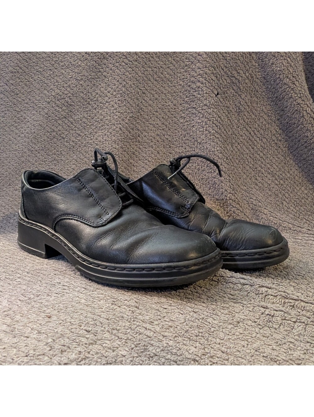 Josef Seibel Black Leather Lace-Up Comfort Oxford Shoes EU 38 Women's US 7.5-8